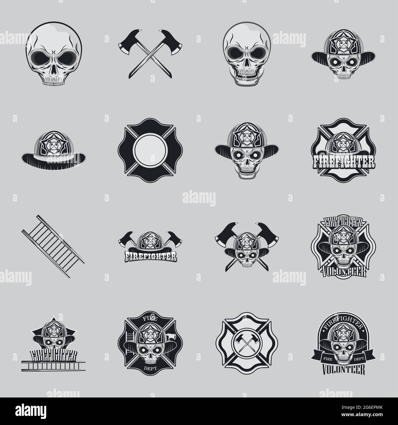 set of firefighter emblems Stock Vector