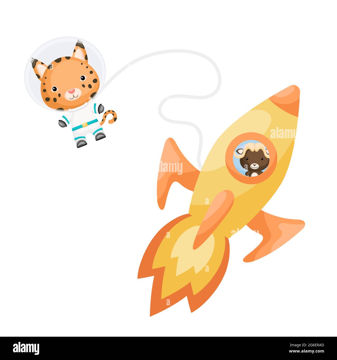 Cute little musk-ox flying in yellow rocket. Cartoon lynx character in space costume with rocket on white background. Design for baby shower, invitati Stock Vector Image & Art - Alamy Cute little musk-ox flying in yellow rocket. Cartoon lynx character in space costume with rocket on white background. Design for baby shower, invitati Stock Vector Image & Art - Alamy
