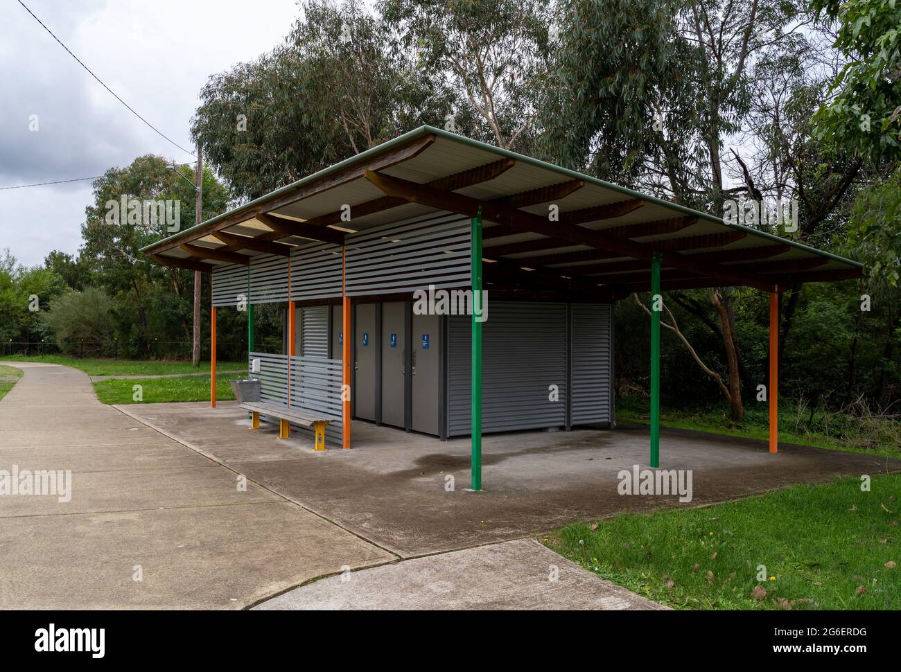 Public toilets building at park in Sydney, Australia. Stock Photo