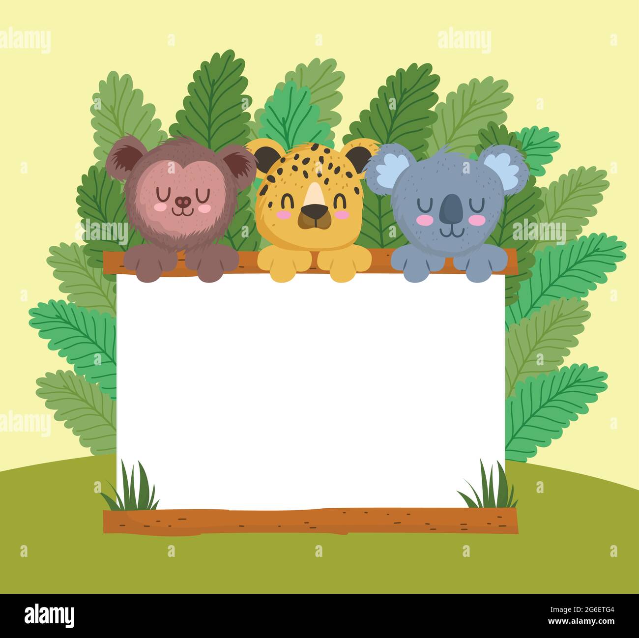 cute animals with blank signboard Stock Vector Image & Art - Alamy