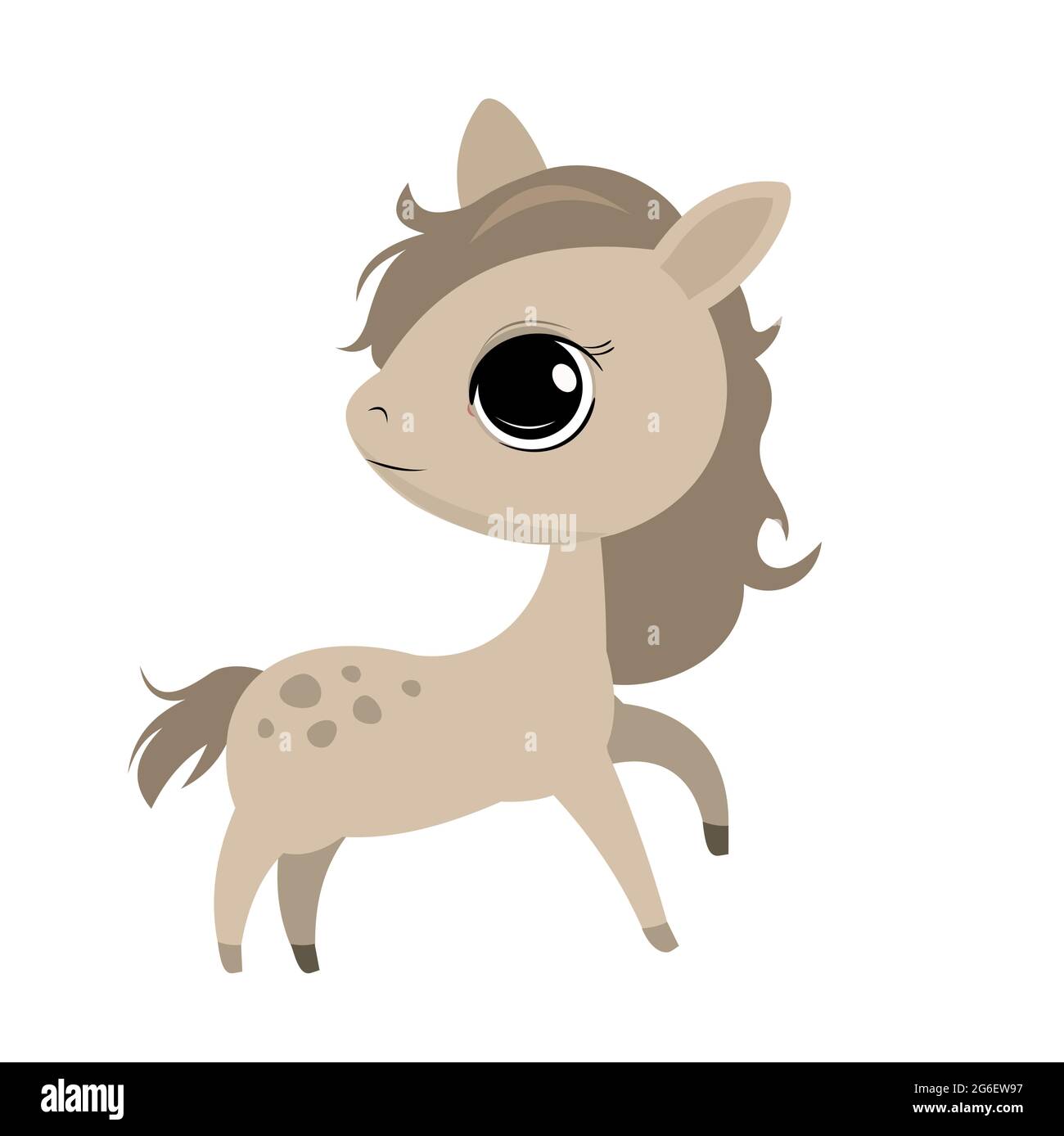 Little cub foal. Horse. Cheerful kind animal child. Cartoons flat style. Funny. Vector Stock Vector