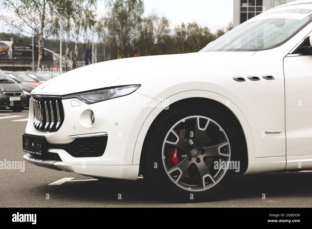 Kiev, Ukraine April 21, 2020 A luxury Maserati Levante car parked in