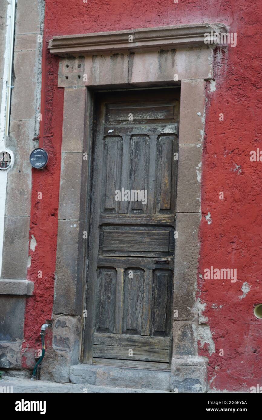 Spanish Colonial Antique Door, San Luis Potosi, Mexico Stock Photo