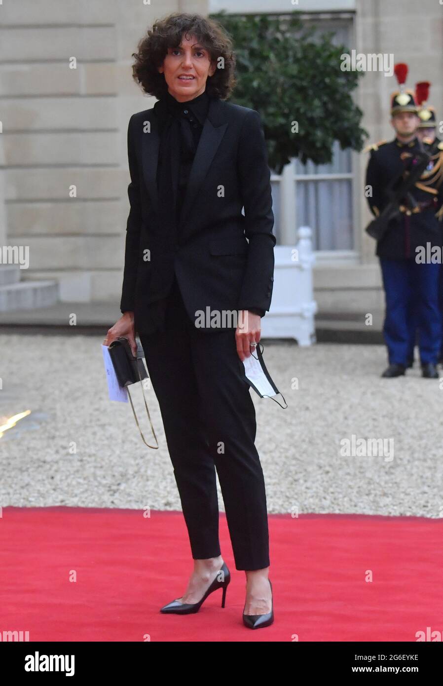 Chief executive officer of Yves Saint Laurent, Francesca Bellettini  arriving for a state dinner with the French President Emmanuel Macron and  the Italian President Sergio Mattarella at the Elysee Palace in Paris,