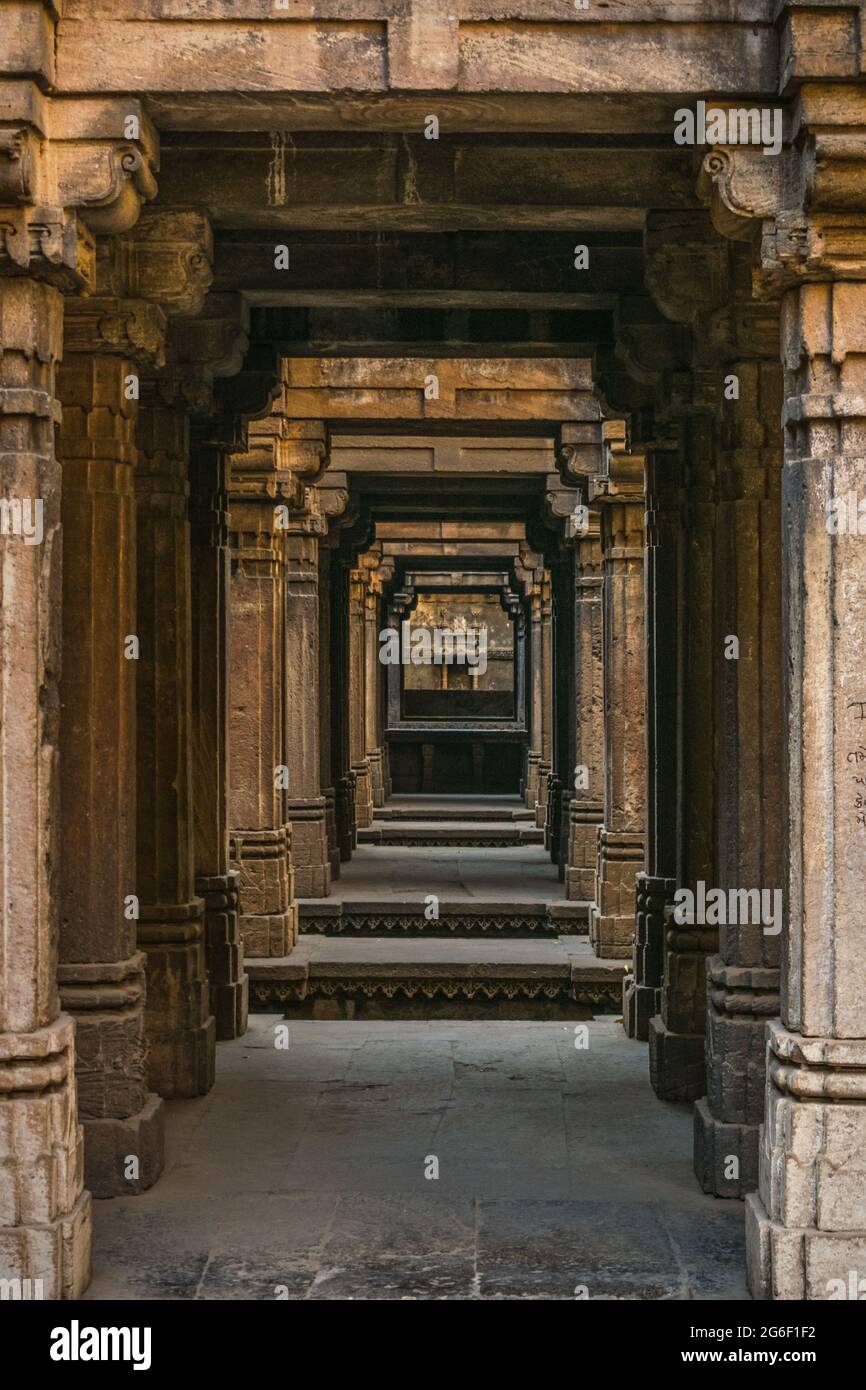 Intricate architectural design at the Dada Harir Stepwell in Ahmedabad, India Stock Photo