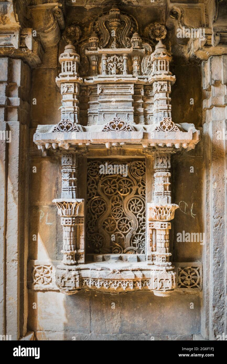 Intricate architectural design at the Dada Harir Stepwell in Ahmedabad, India Stock Photo