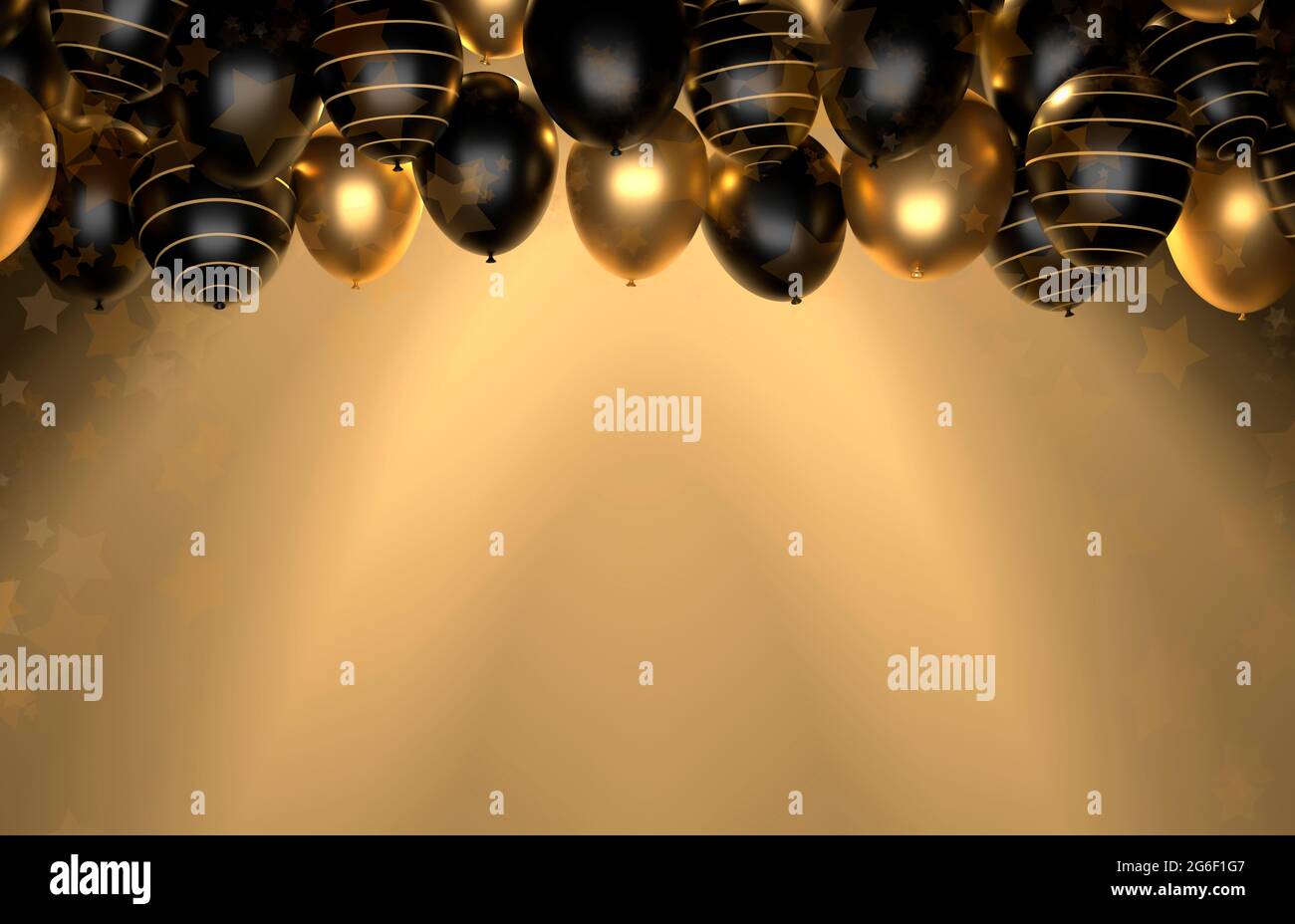 Festive elegant background with gold and black balloons. Illustration for  congratulations on the new year, Christmas, birthday. 3D Render Stock Photo  - Alamy