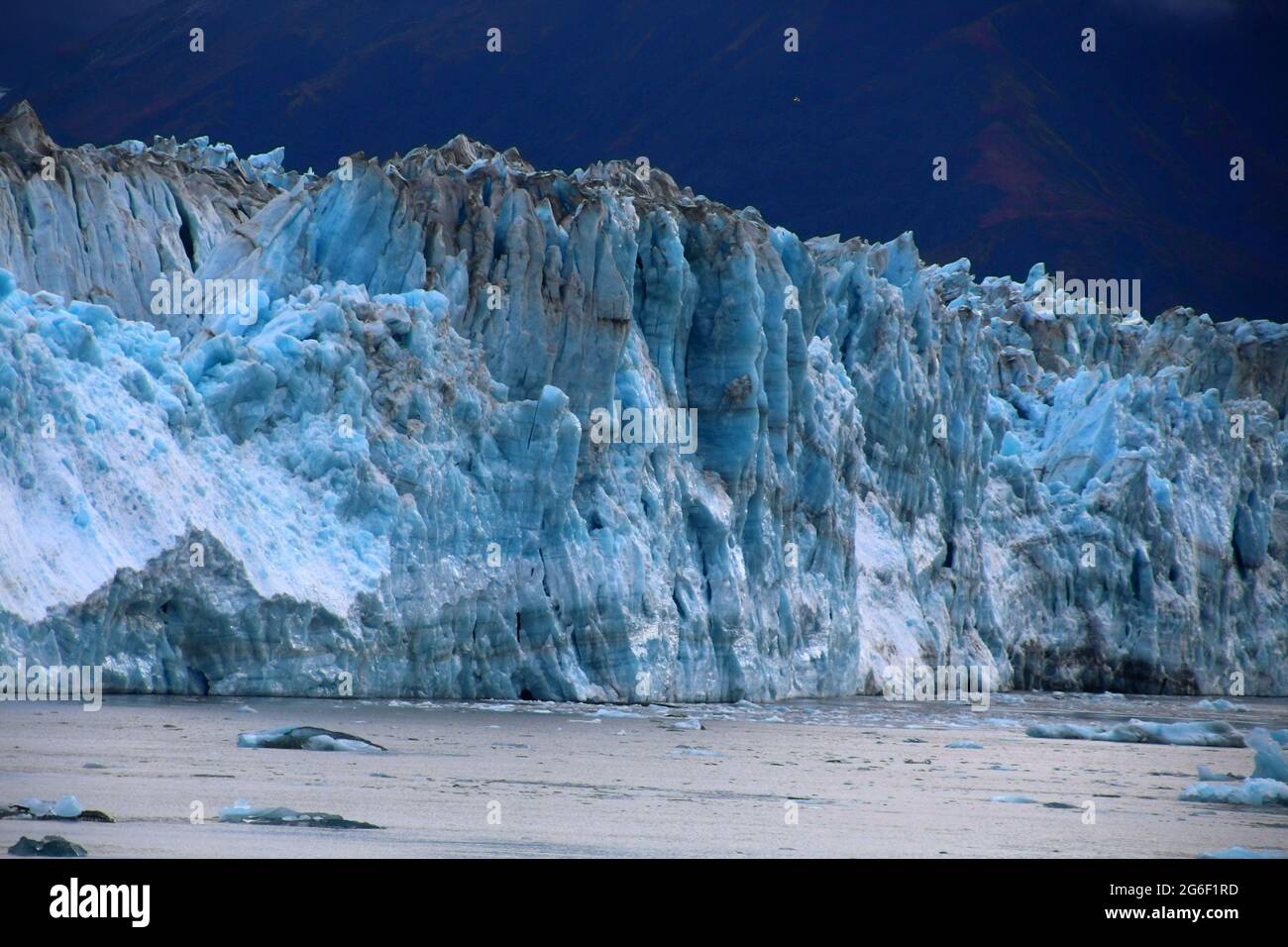 Hubbard Glacier, Alaska. The Hubbard Glacier is a glacier in the State of Alaska and the Yukon Territory of Canada. Stock Photo