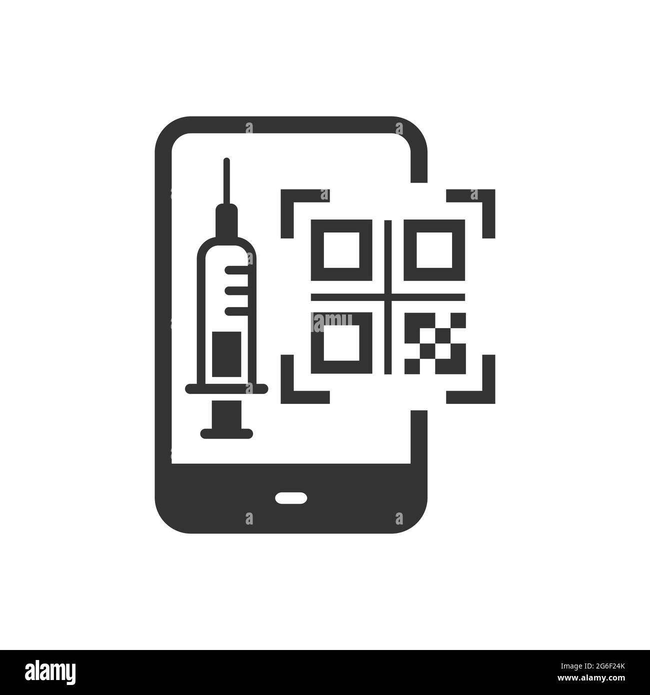QR code vaccine icon. Vector illustration isolated on white. Stock Vector