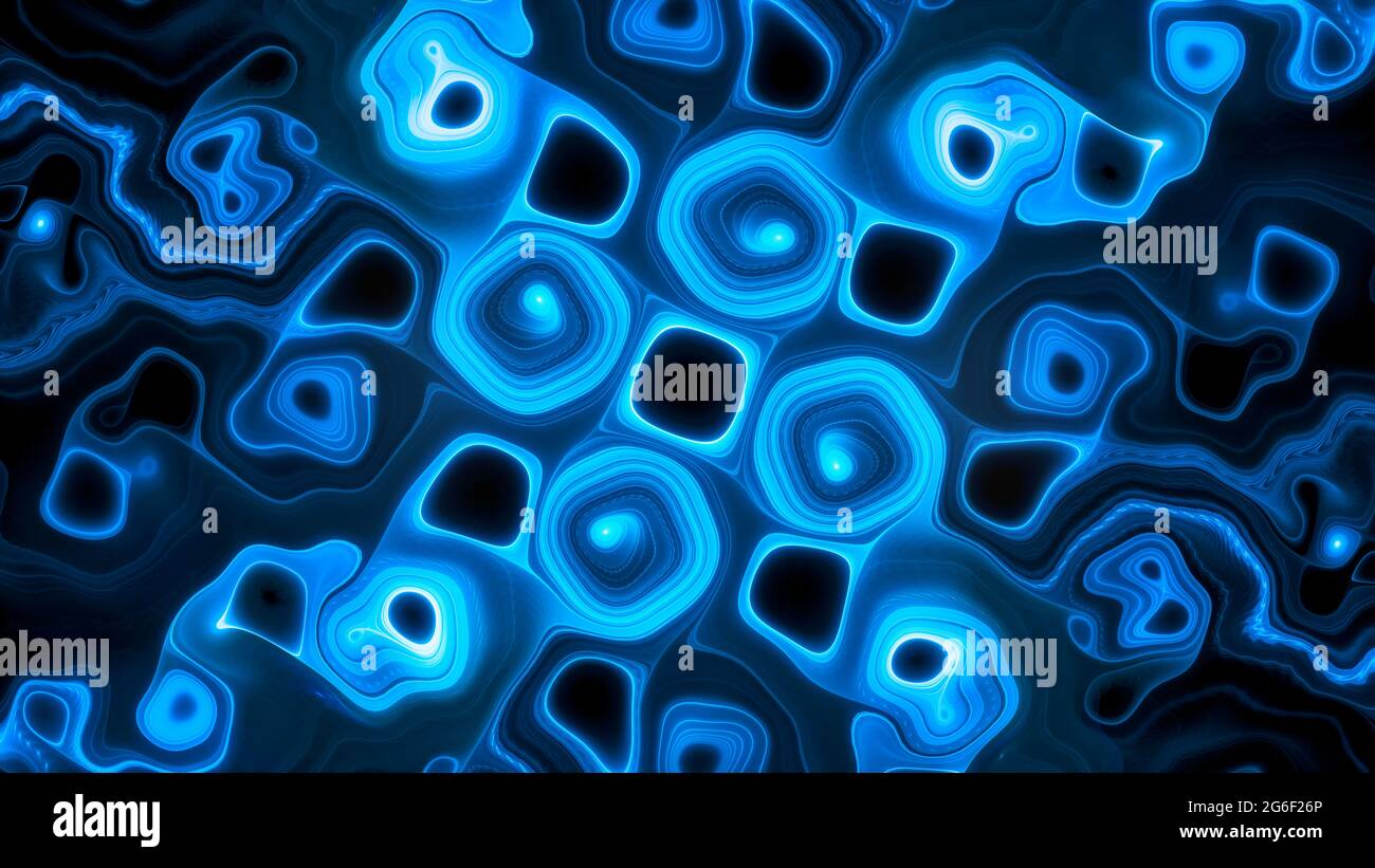 Blue glowing gnarl fractal, computer generated abstract background, 3D rendering Stock Photo