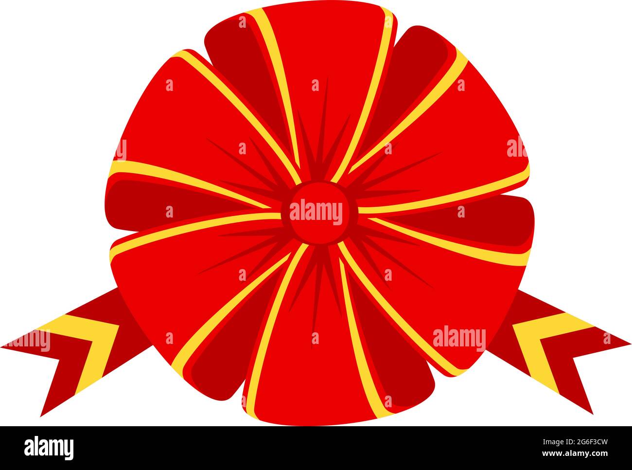 Decorative festive red bow with yellow edging. Icon for greeting cards ...