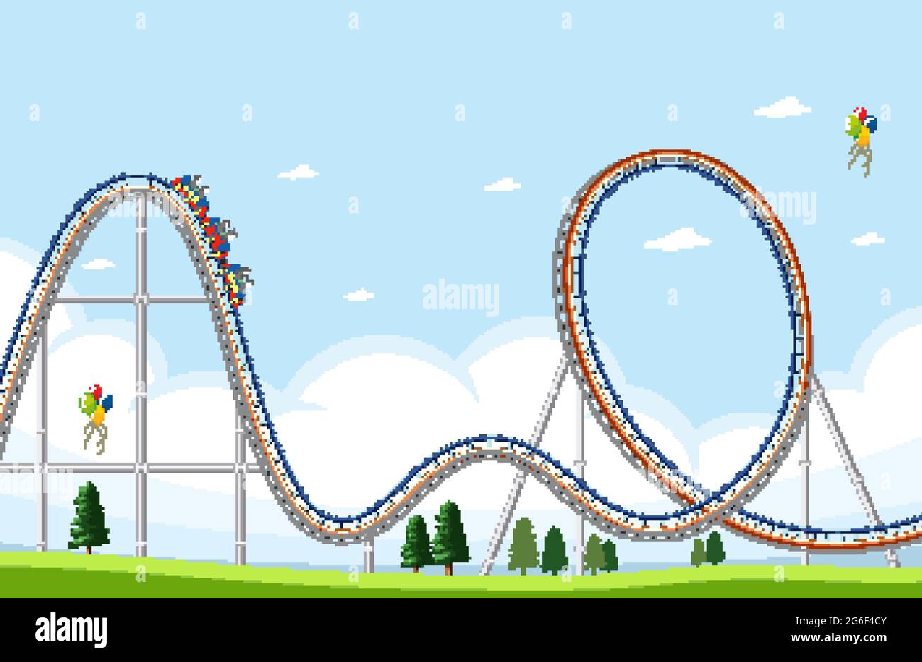Amusement park scene with roller coaster illustration Stock Vector ...