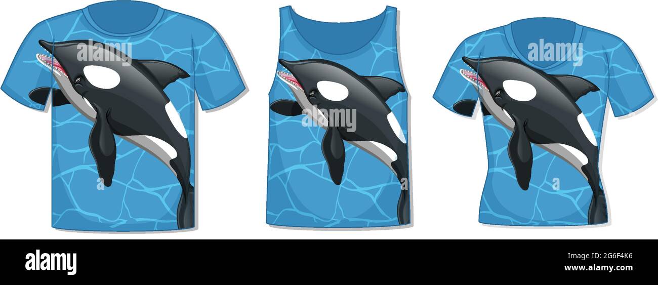 Front of t-shirt with orca whale template illustration Stock Vector ...