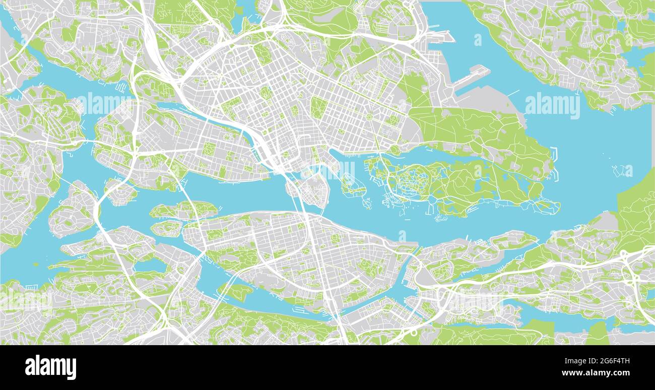Urban vector city map of Stockholm, Sweden, Europe Stock Vector