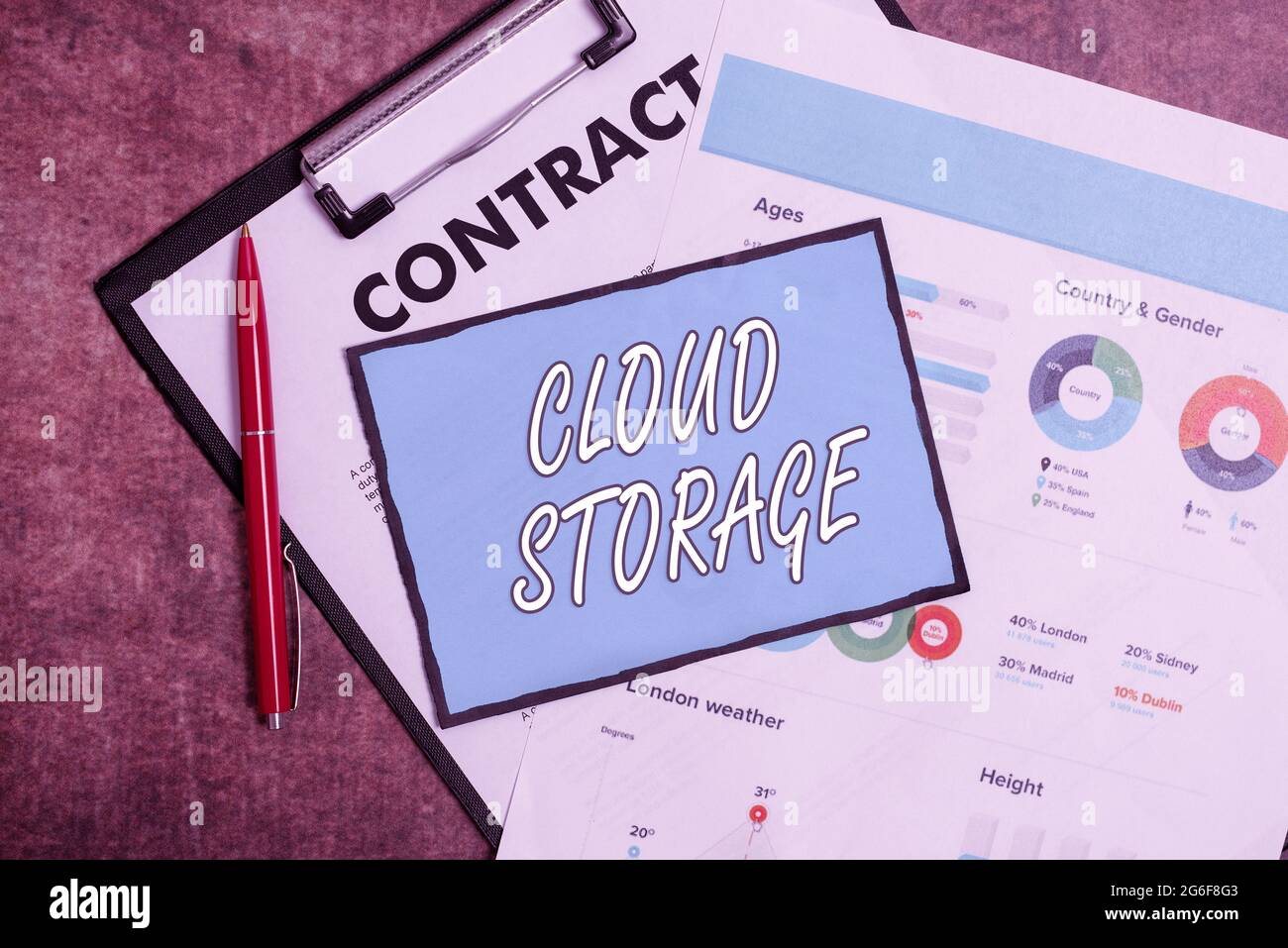 Conceptual caption Cloud Storage. Internet Concept computing connect devices to cloud data on remote storage New Contract Signing Home Insurance Plans Stock Photo