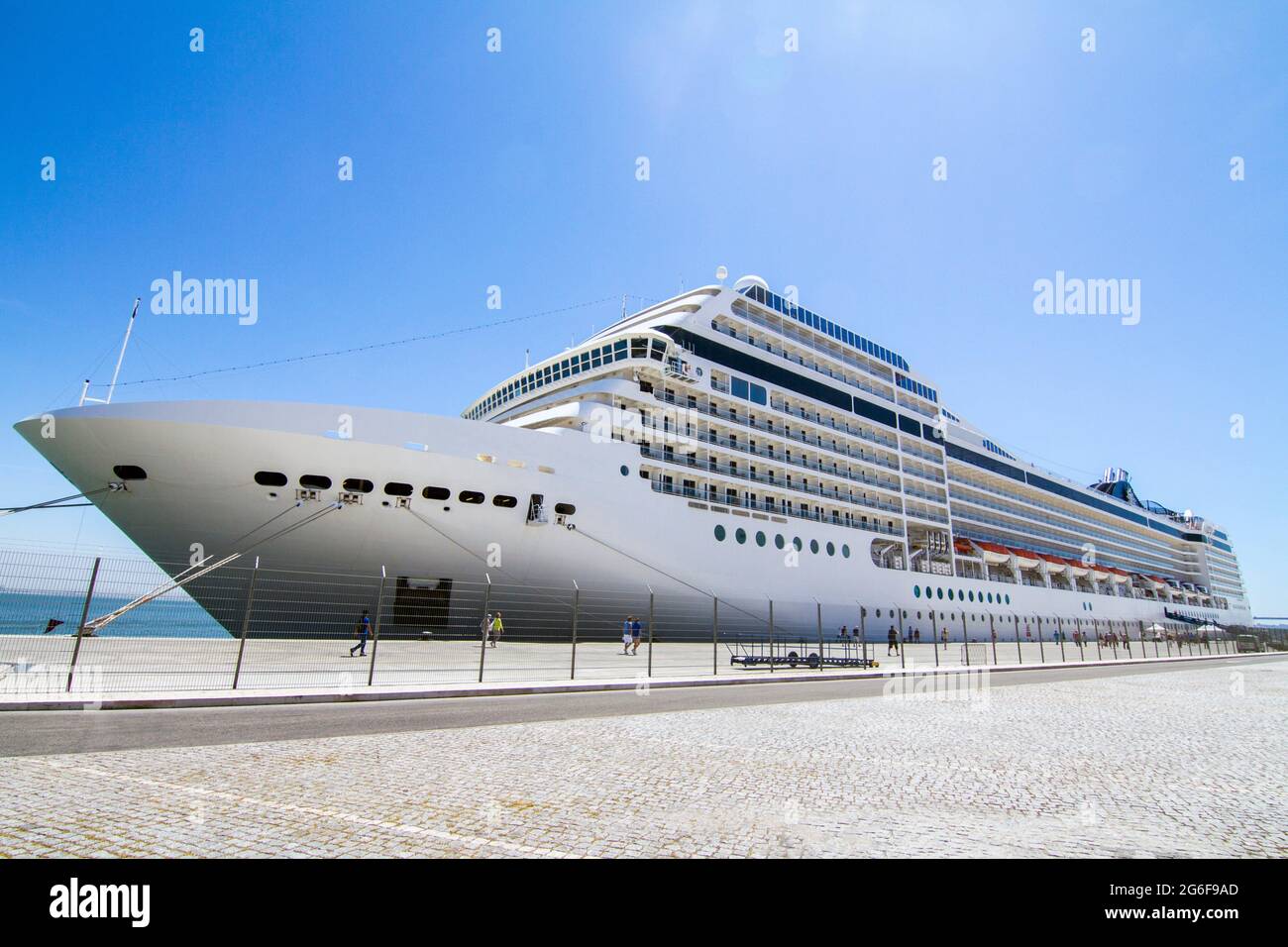 View Of A Huge Cruise Ship Docked In Lisbon Portugal Stock Photo Alamy