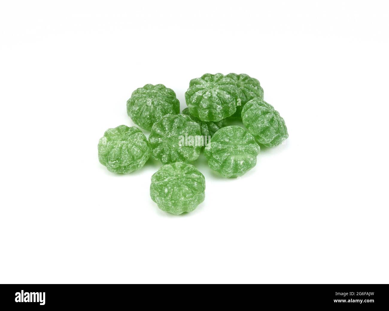 Green mint candies isolated on white background Stock Photo Alamy
