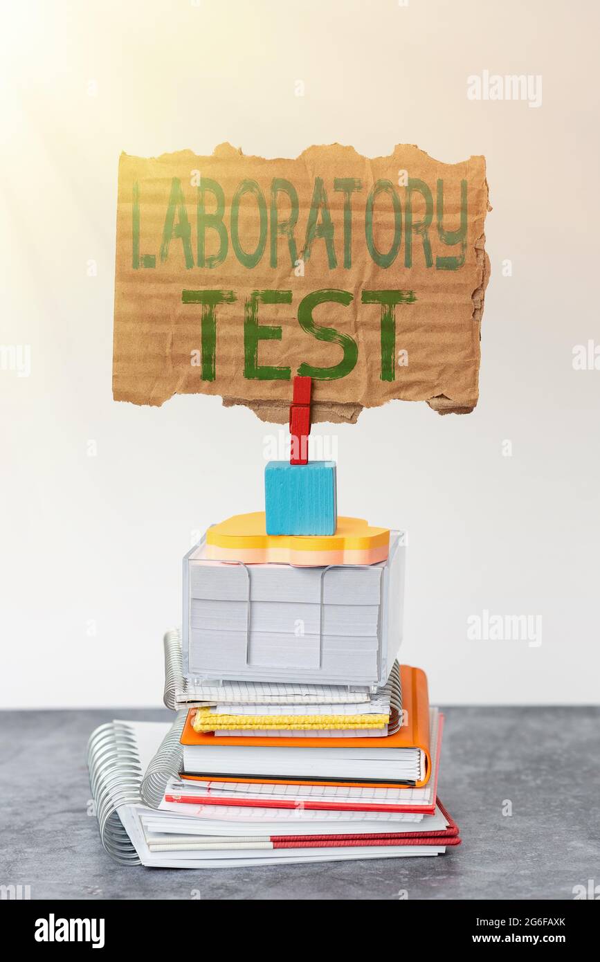Lab Testing Need Signs Hand writing sign Laboratory Test. Conceptual photo Determination of a ...