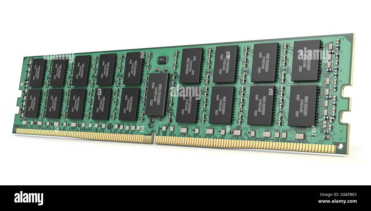 DDR ram computer memory module isolated on white. 3d illustration. Stock Photo