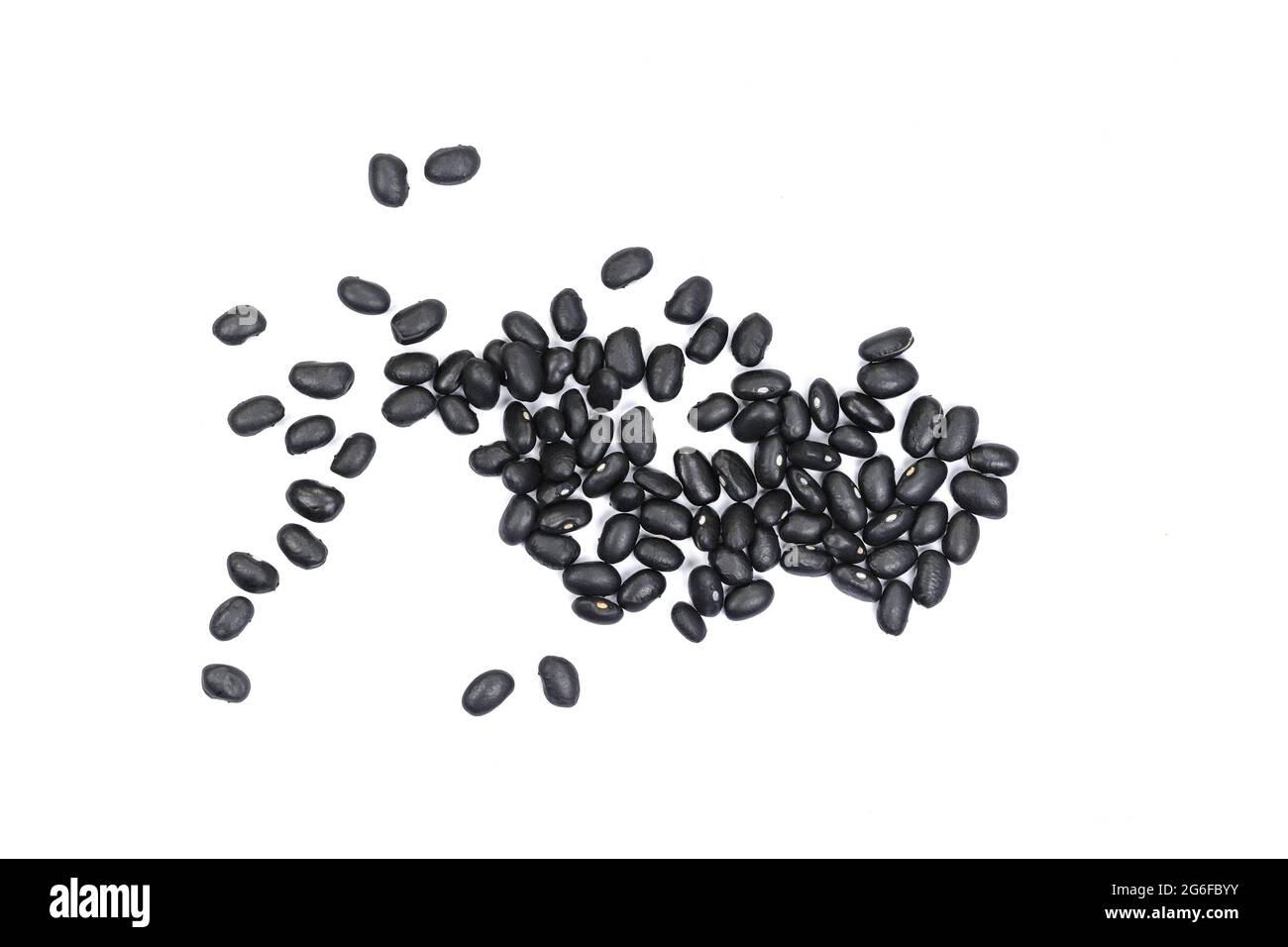 Pile of black beans ( Urad dal, black gram, vigna mungo ) isolated on