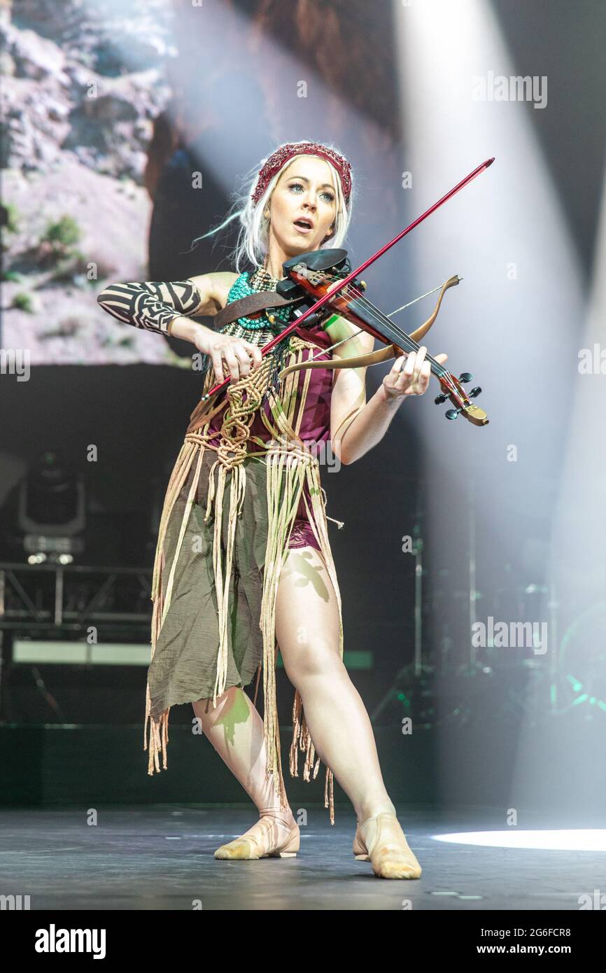 Dubuque, USA. 05th July, 2021. Lindsey Stirling performs onstage during