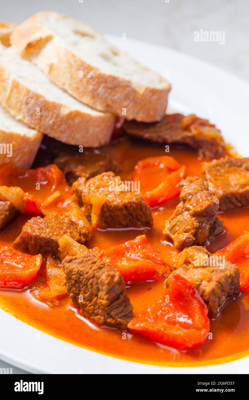 beef goulash with red pepper Stock Photo Alamy