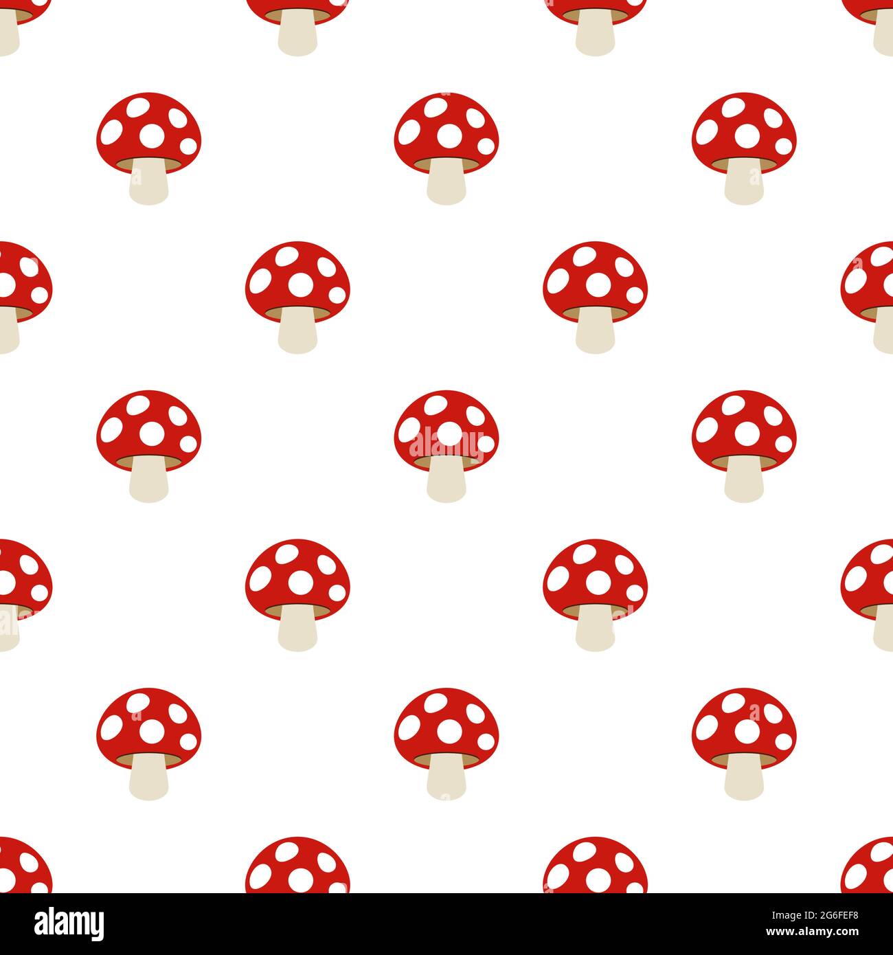 Seamless Simple Red Amanita Fly Agaric Mushroom pattern as vector Stock ...