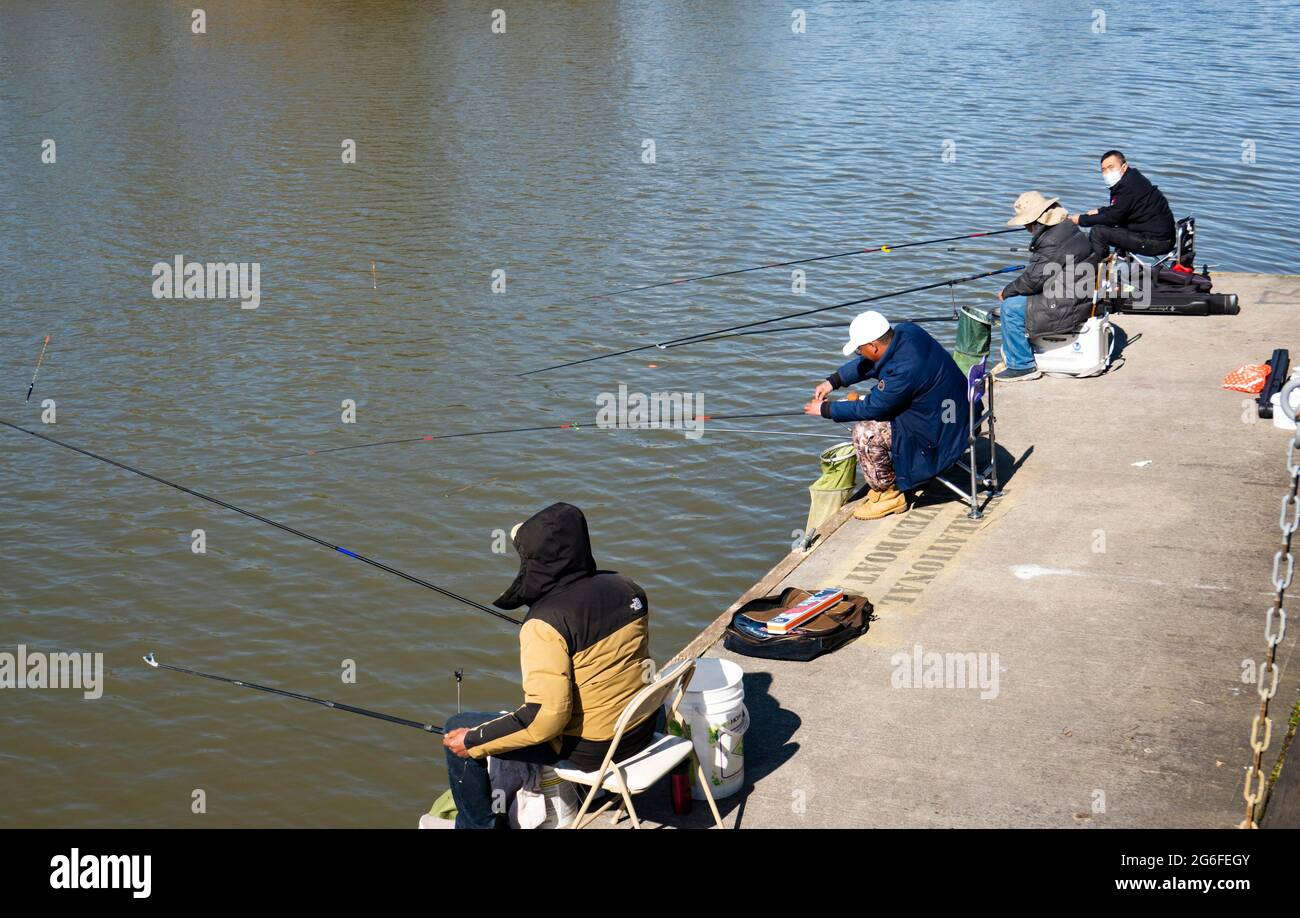 fishing on the Fraser River at Ladner, BC, Canada. Stock Photo