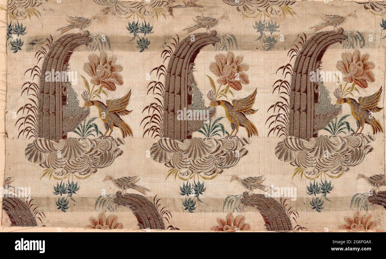 Fragment (Dress Fabric) 18th century France. Silk and silvered