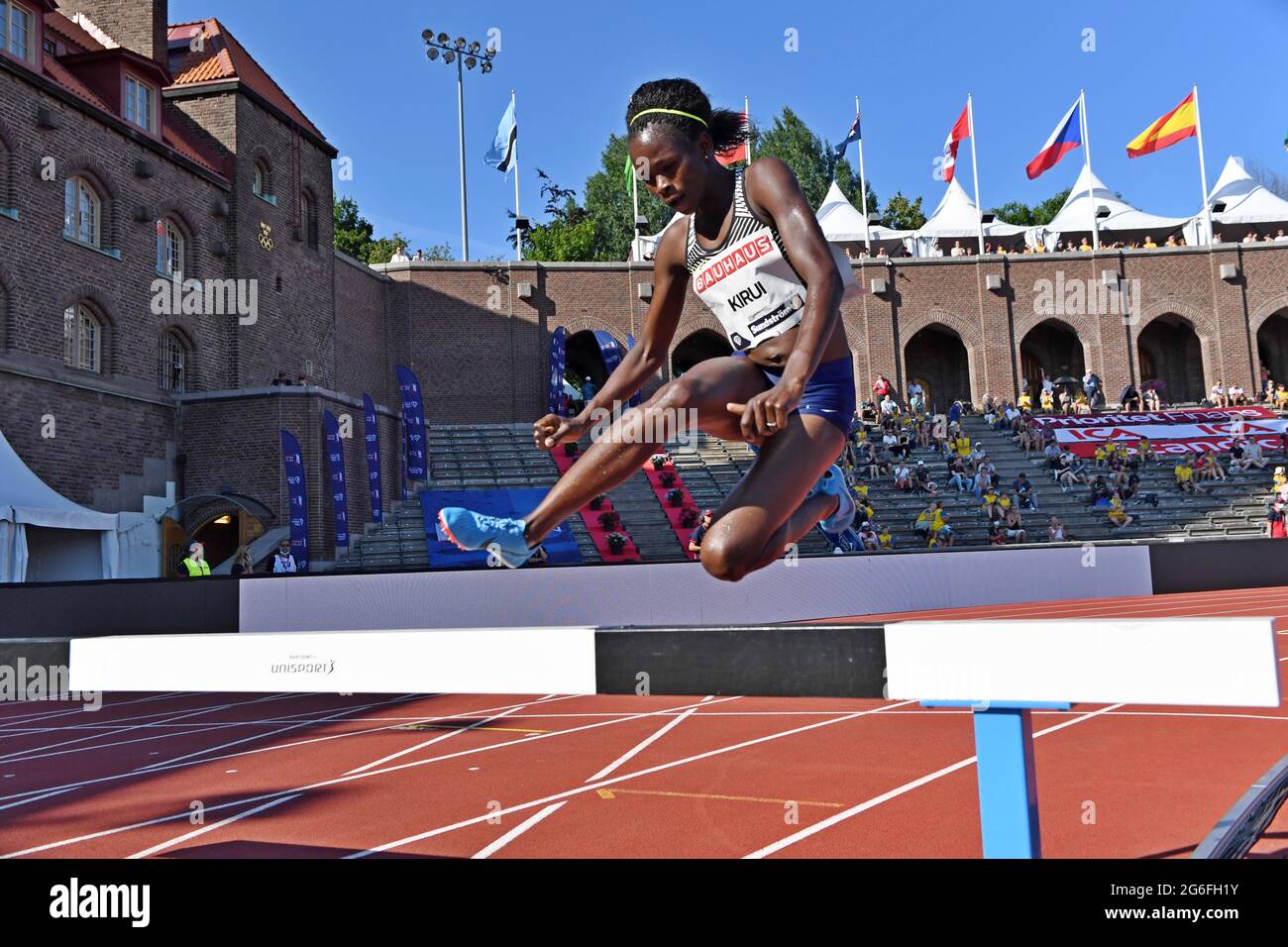 Purity Kirui (KEN) places fourth in the women's steeplechase in 9:16.91 at the Bauhaus Galan at Olympiastadion, Sunday, July 4, 2021, in Stockholm, Sw Stock Photo