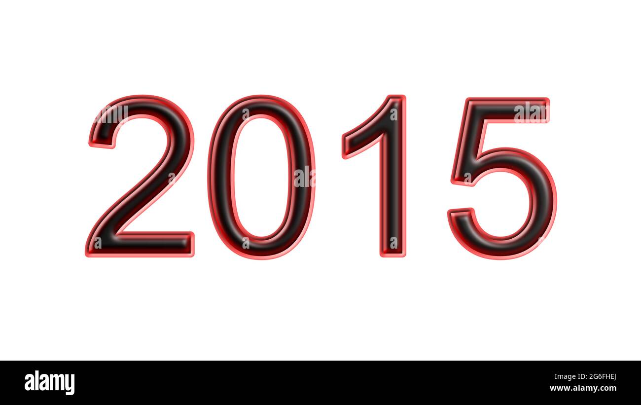 red 2015 number 3d effect white background Stock Photo - Alamy