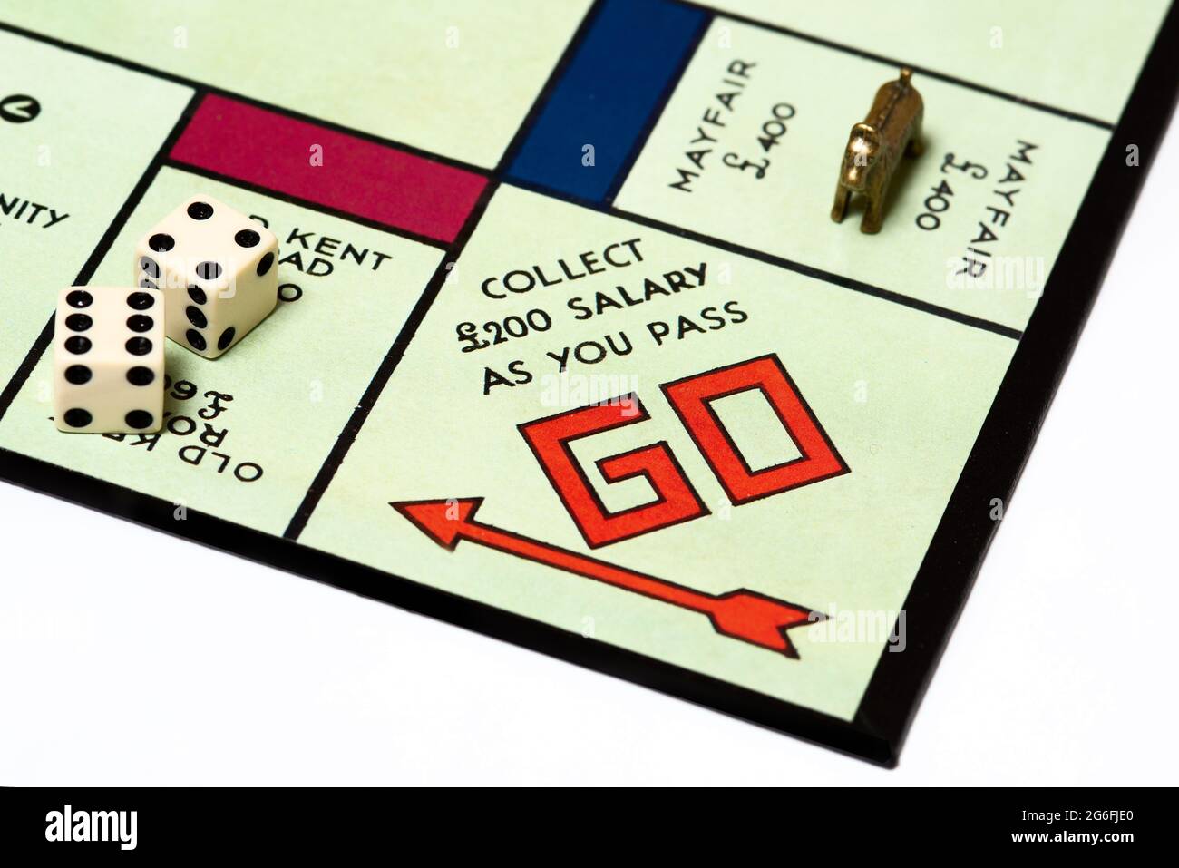 Close up of traditional Monopoly Board game. Stock Photo