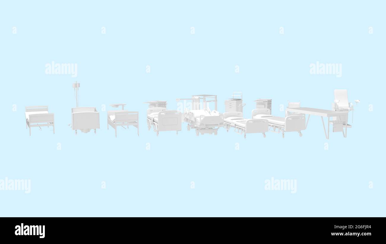 3D rendering of a hospital bed isolated on a white background Stock ...