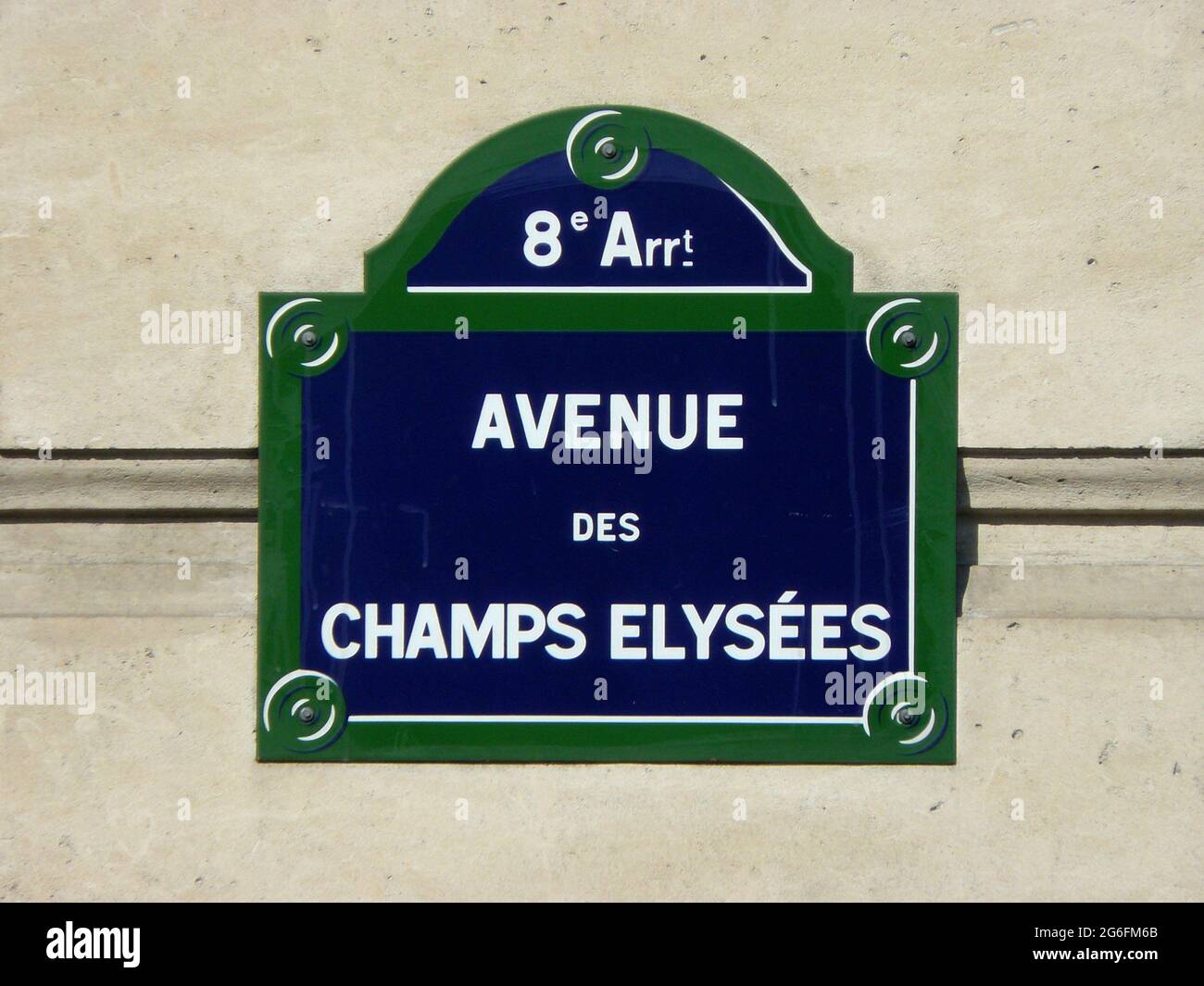 Paris (France). Indication of the Avenue des Champs Elysees in the city of Paris. Stock Photo