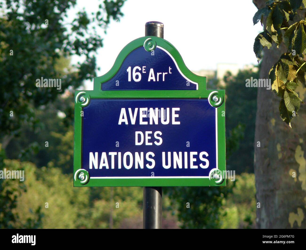 Paris (France). Indication of the Avenue of Nations in the city of Pariss. Stock Photo