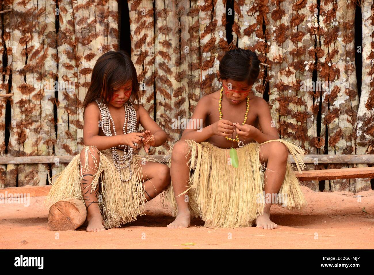 Tatuyo village near Manaus. Girls. Brazil. Stock Photo