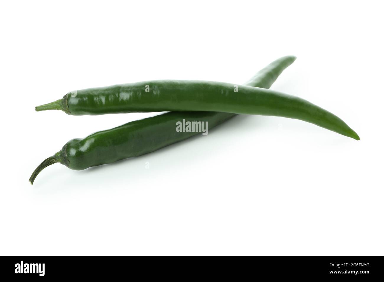 Green hot peppers isolated on white background Stock Photo - Alamy