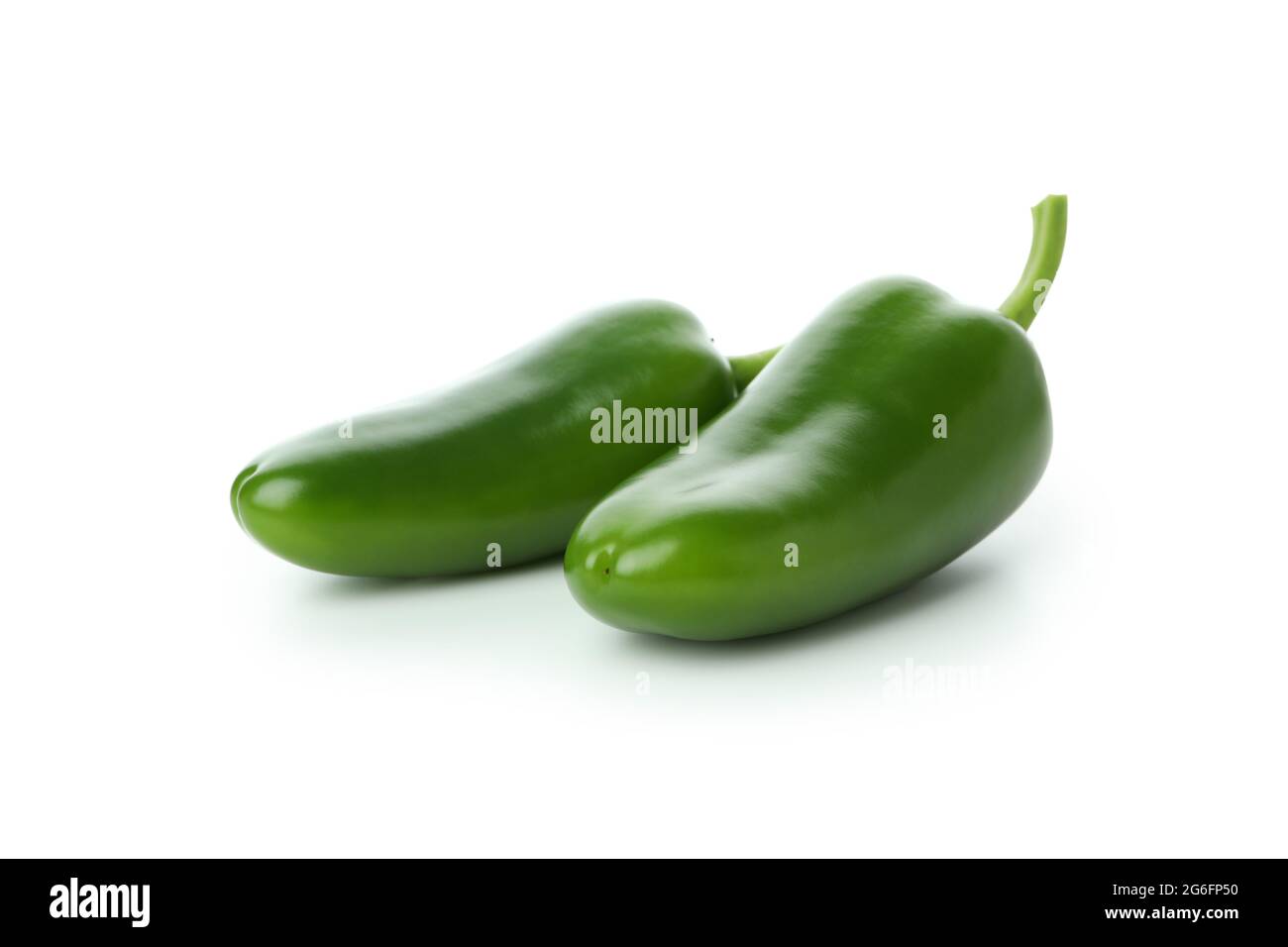 Green hot peppers isolated on white background Stock Photo - Alamy