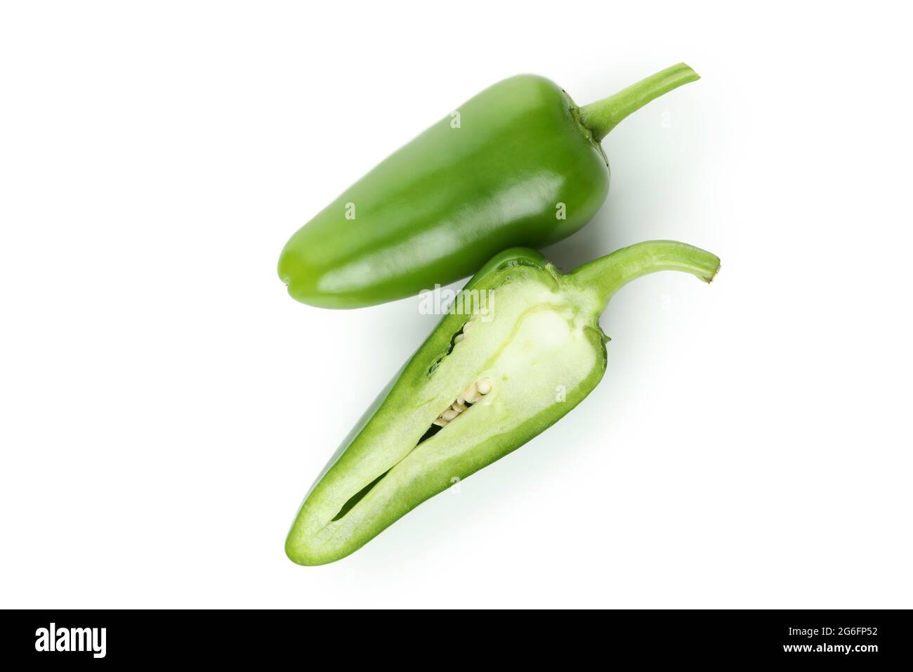 Green hot peppers isolated on white background Stock Photo - Alamy