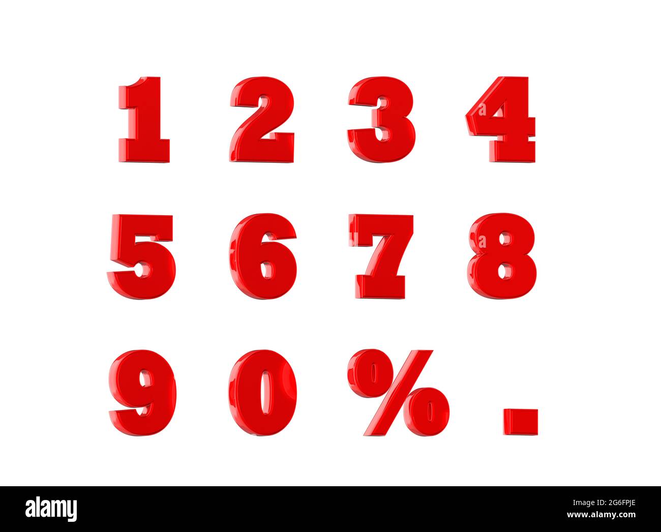 Numerical letters with percentage symbol and a dot symbol 3D