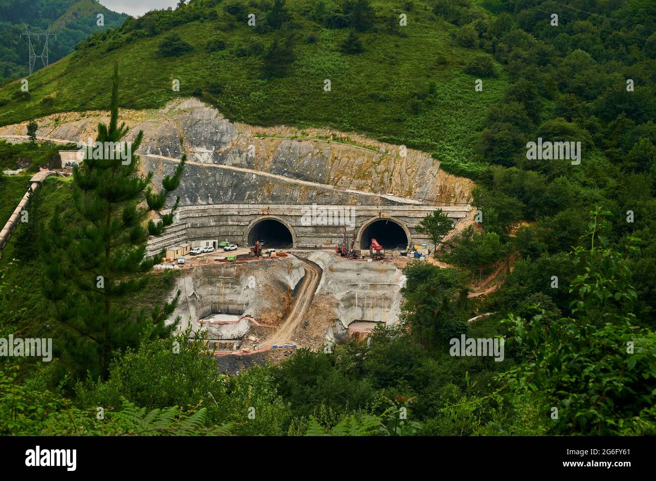 Opening work for the new Seberetxe tunnels, Seberetxe, Buia, Bilbao, Biscay, Basque Country, Spain, Europe Stock Photo