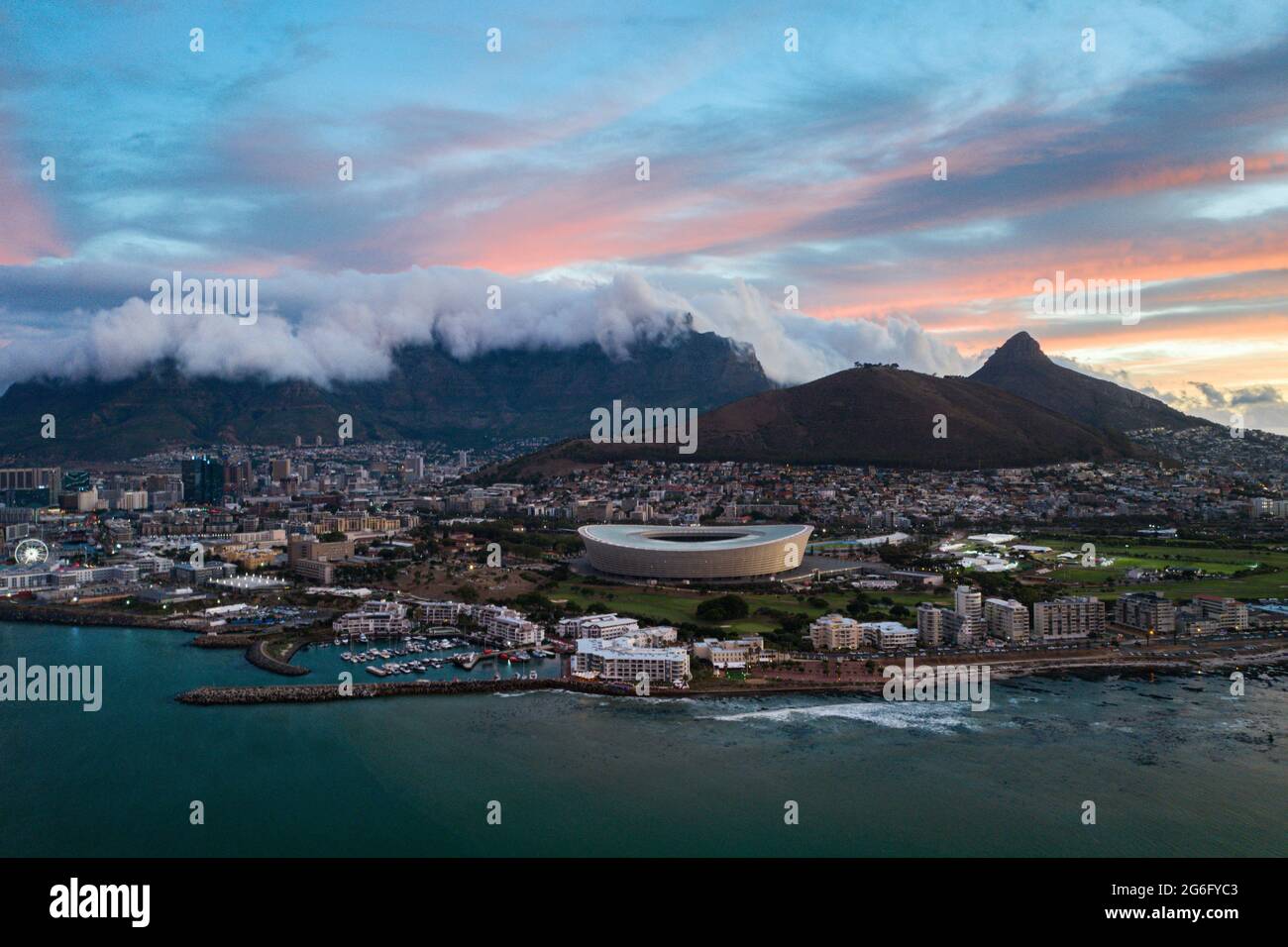 View of Cape Town at sunset Stock Photo - Alamy