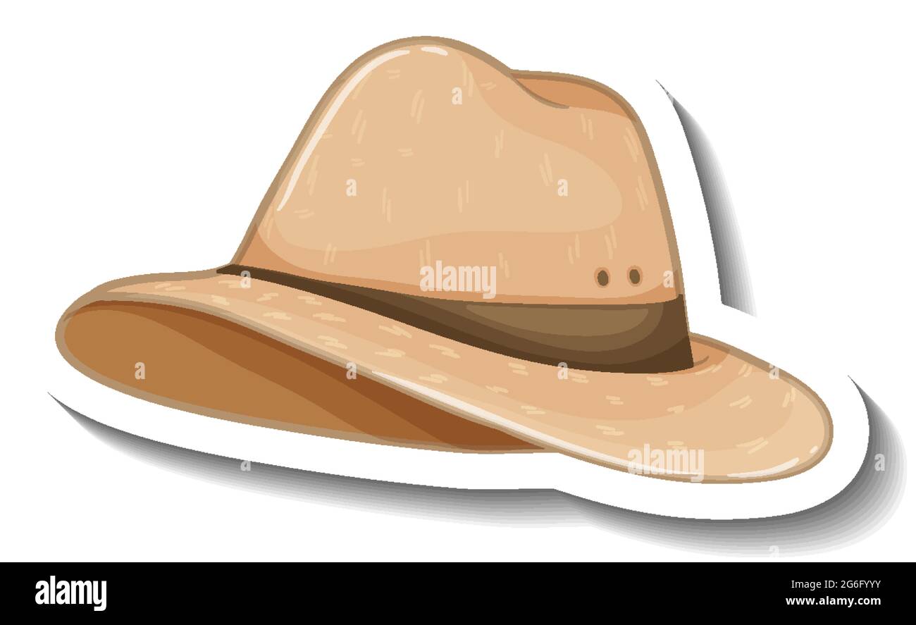 A sticker template with a fedora hat isolated illustration Stock Vector