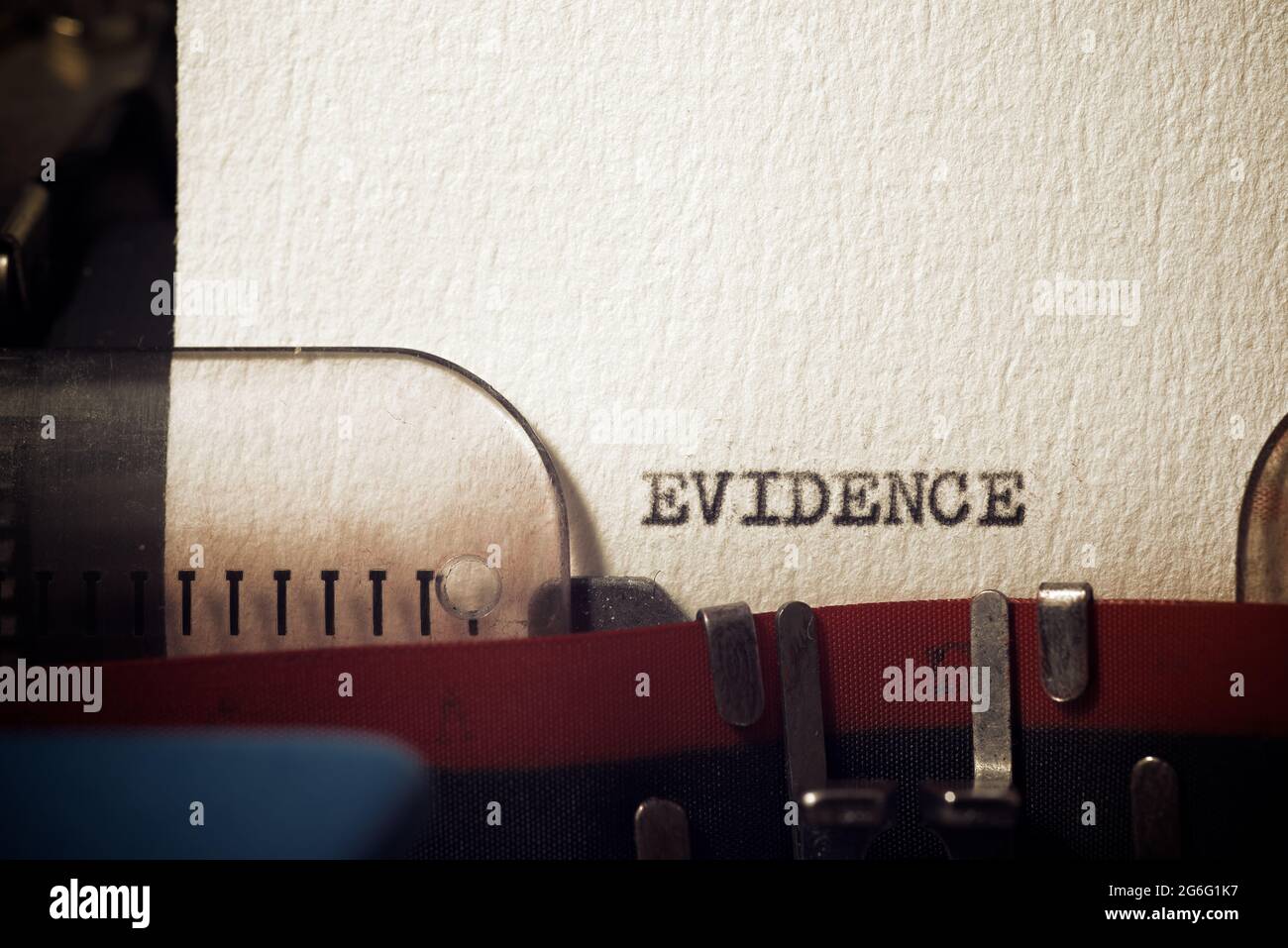 the-word-evidence-written-with-a-typewriter-stock-photo-alamy