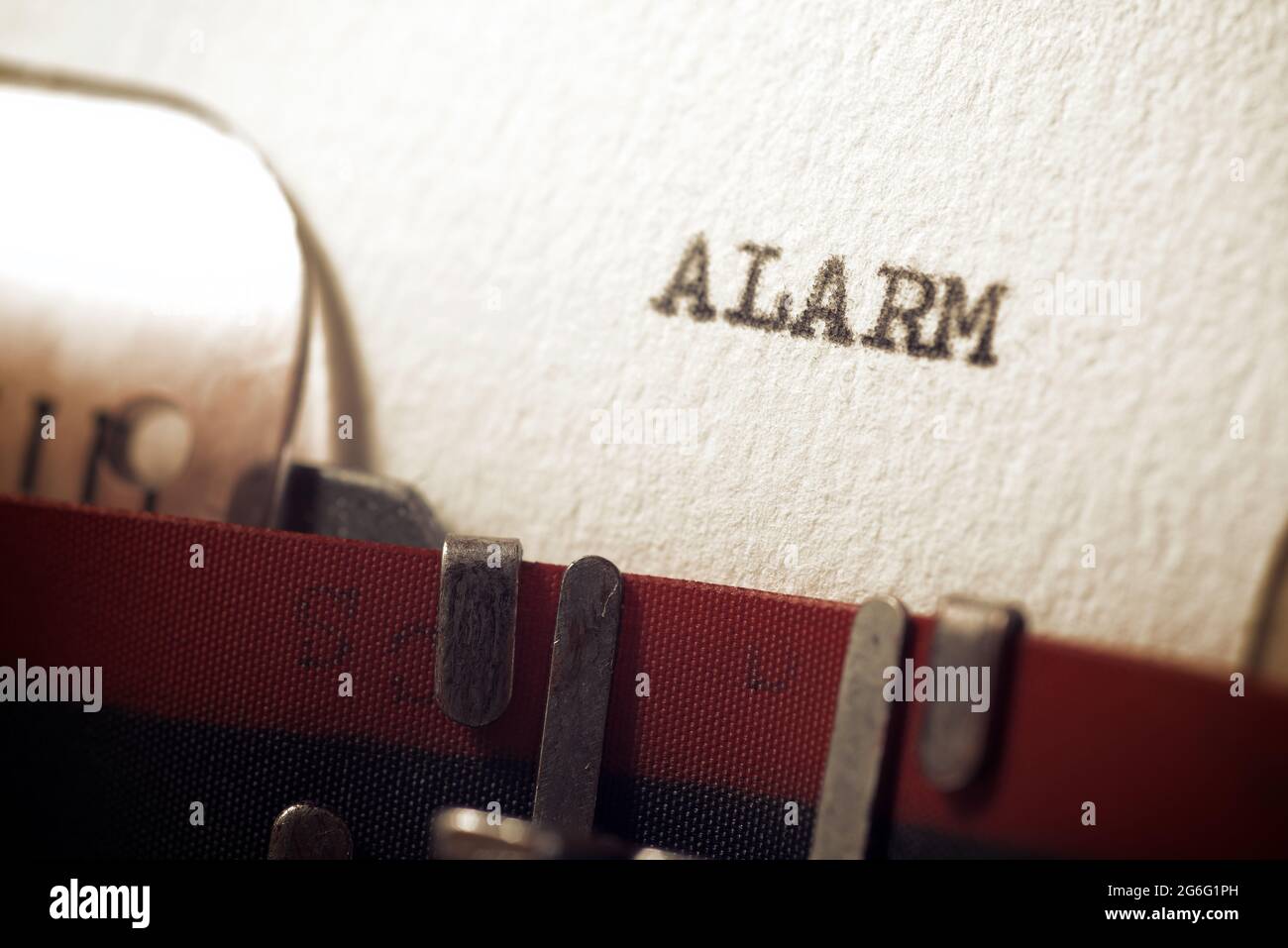 The word alarm written with a typewriter Stock Photo Alamy