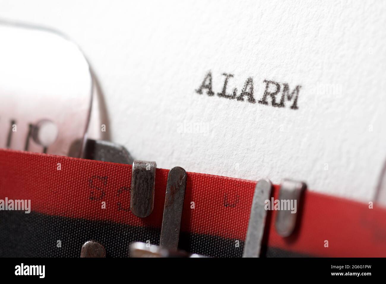 The word alarm written with a typewriter Stock Photo Alamy