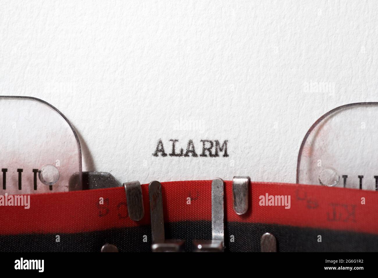 The word alarm written with a typewriter Stock Photo Alamy