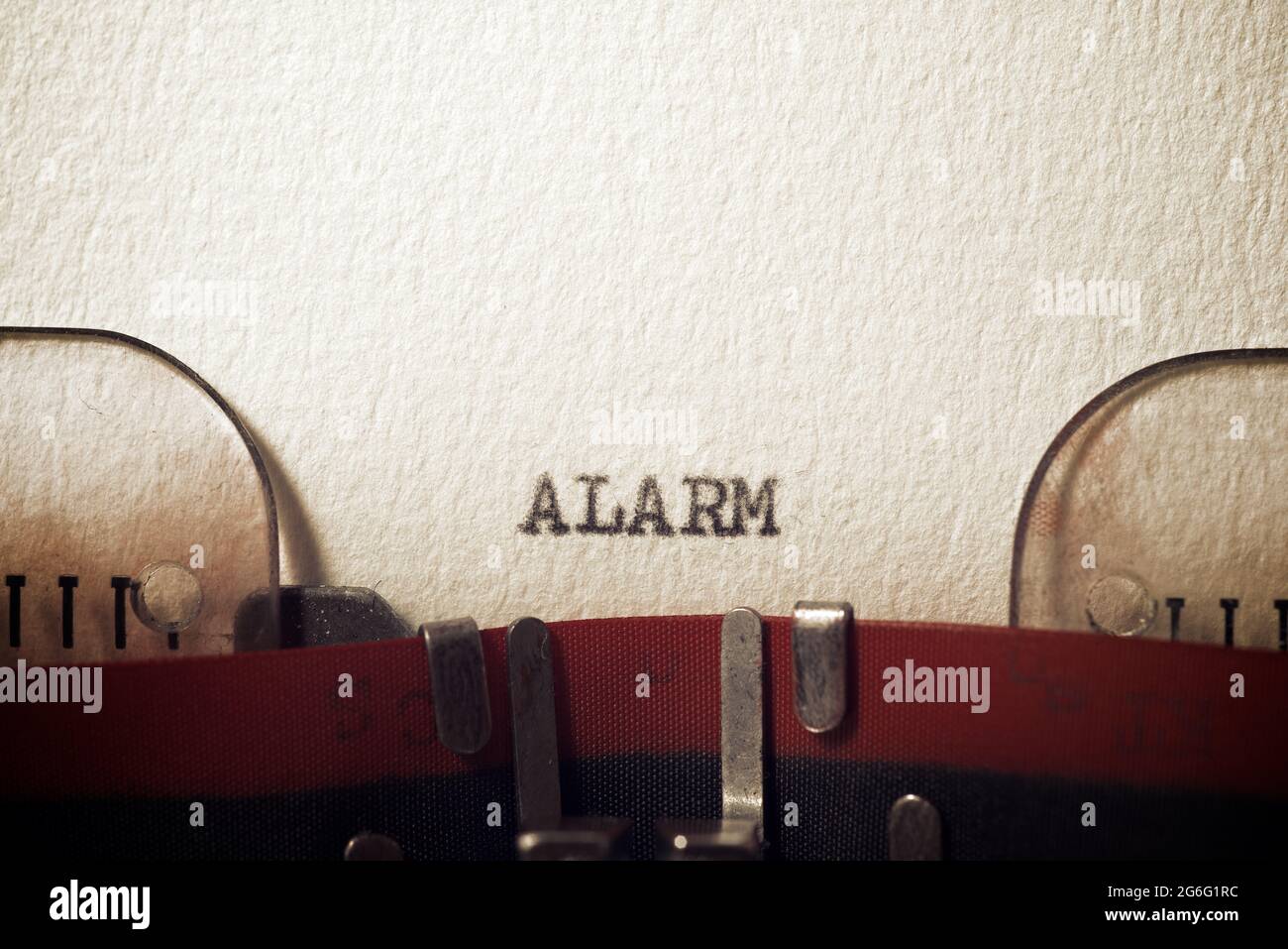 The word alarm written with a typewriter Stock Photo Alamy