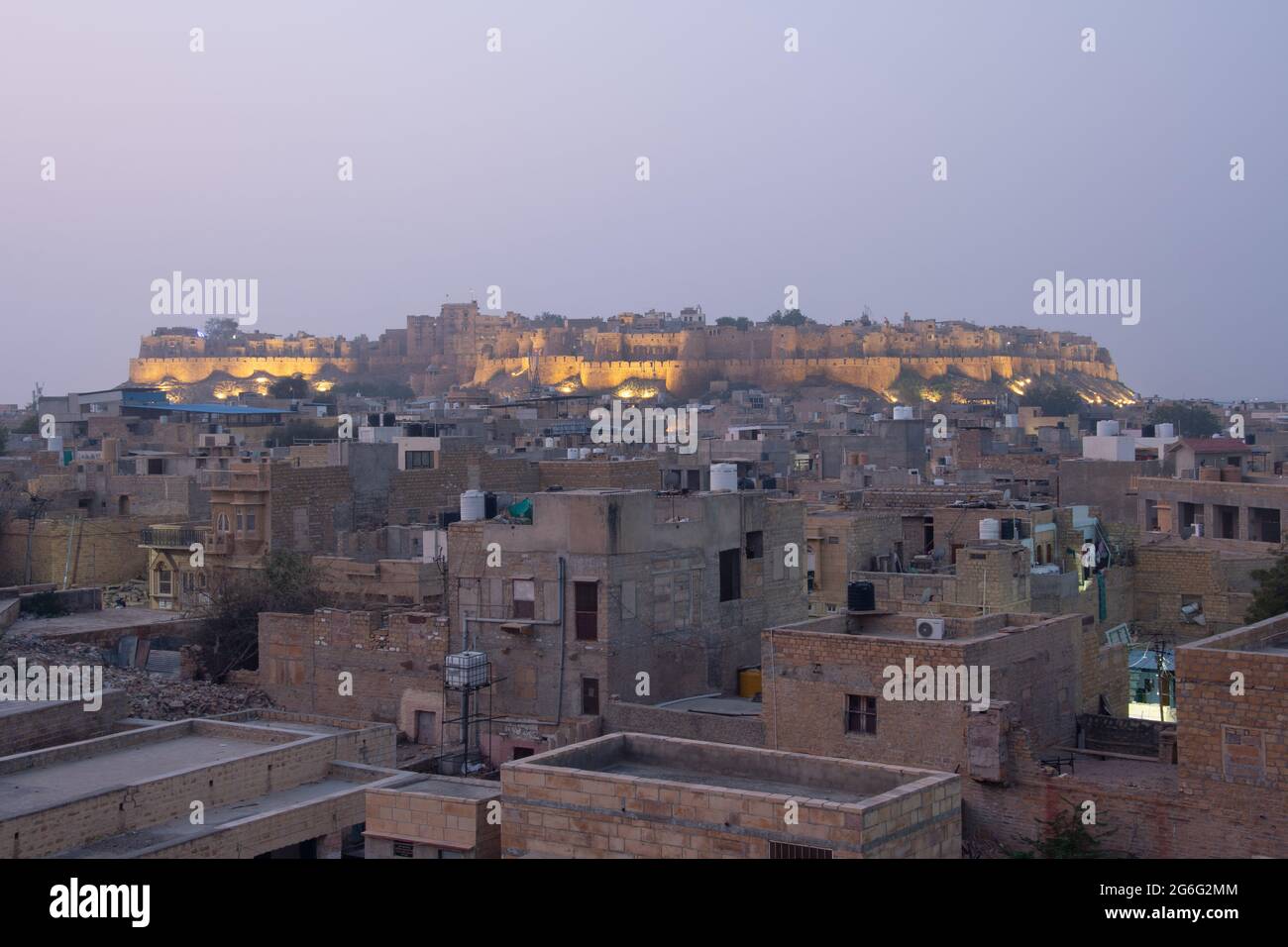 View of the Golden fort established by Raja Rawal Jaisal, who was a Bhatti Rajput ruler, in approximately 1156 A D. Jaislamer, Rajasthan, India Stock Photo