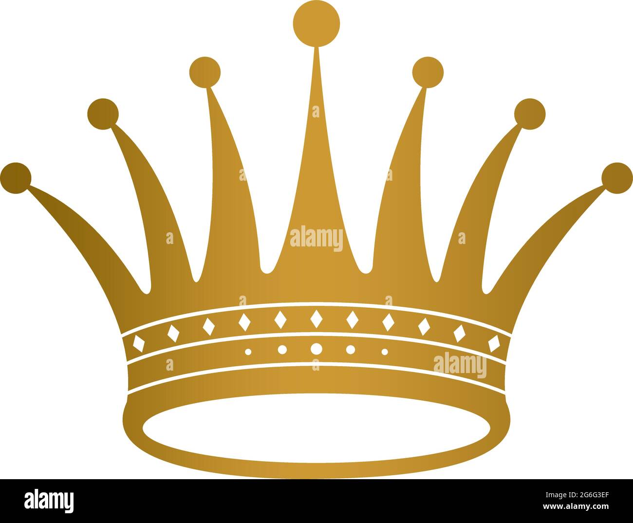 Crown in gold on white isolated background. Stock Vector